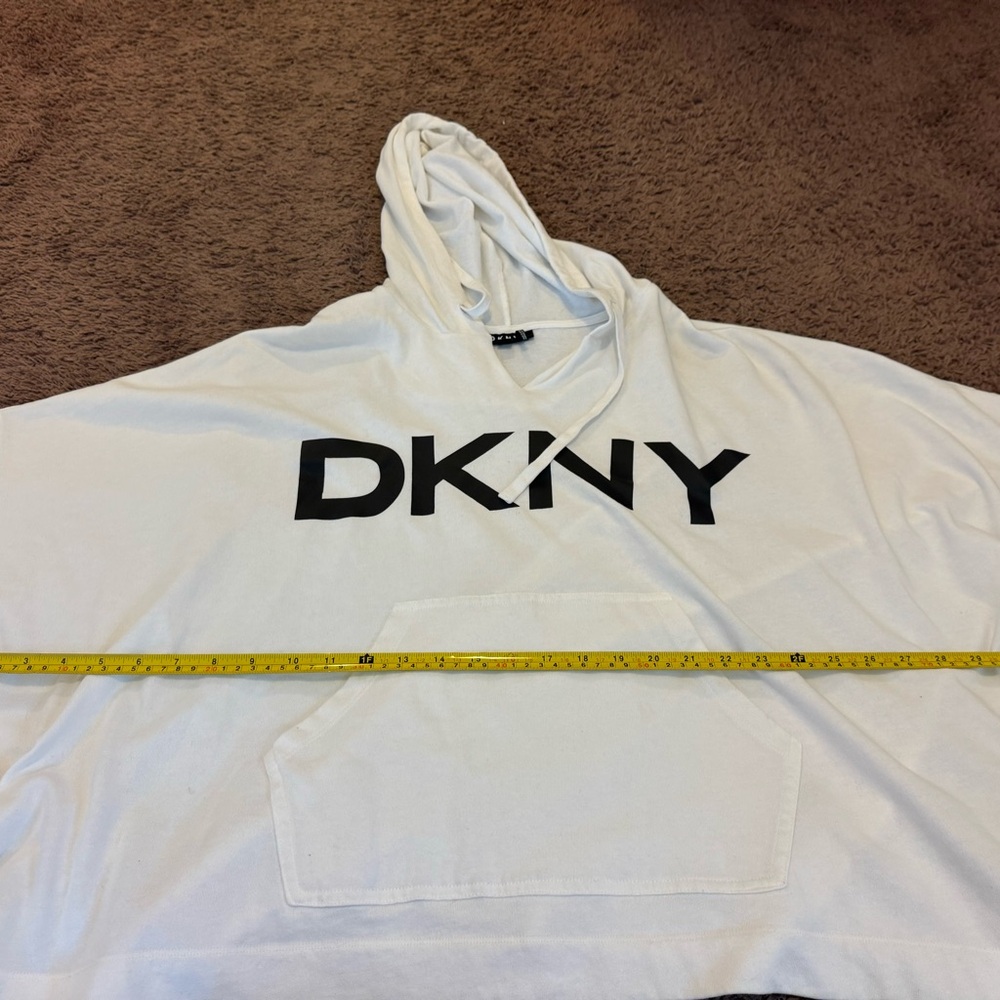 2 FOR $25 DKNY White Poncho Knit Hooded Pullover Top Oversized M - Picture 8 of 8
